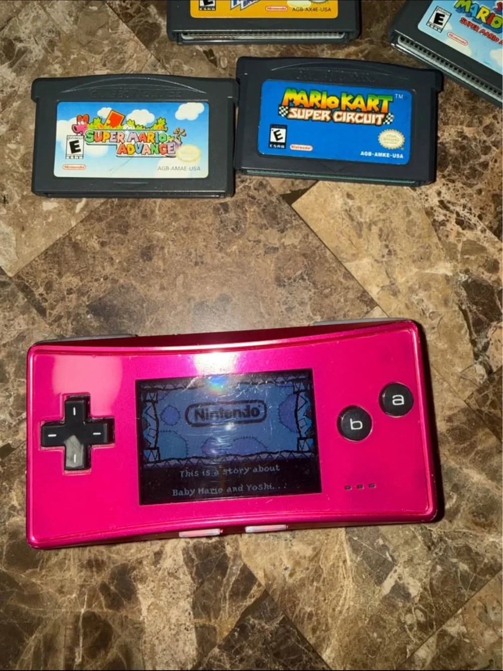 Nintendo gameboy micro Mario 5 games! Charger pink